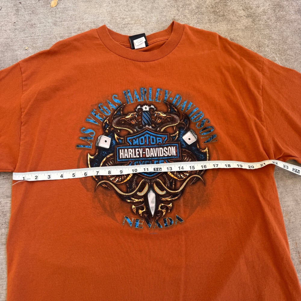 Harley Davidson y2k Las Vegas Nevada T-Shirt Mens XL Burnt Orange Graphic Dice - Picture 6 of 7